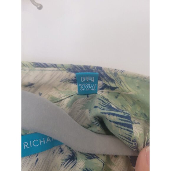 Tori Richard Hawaiian Shirt Mens L Cotton Lawn Tropical Button Up Palms Blue Gre - Picture 7 of 11